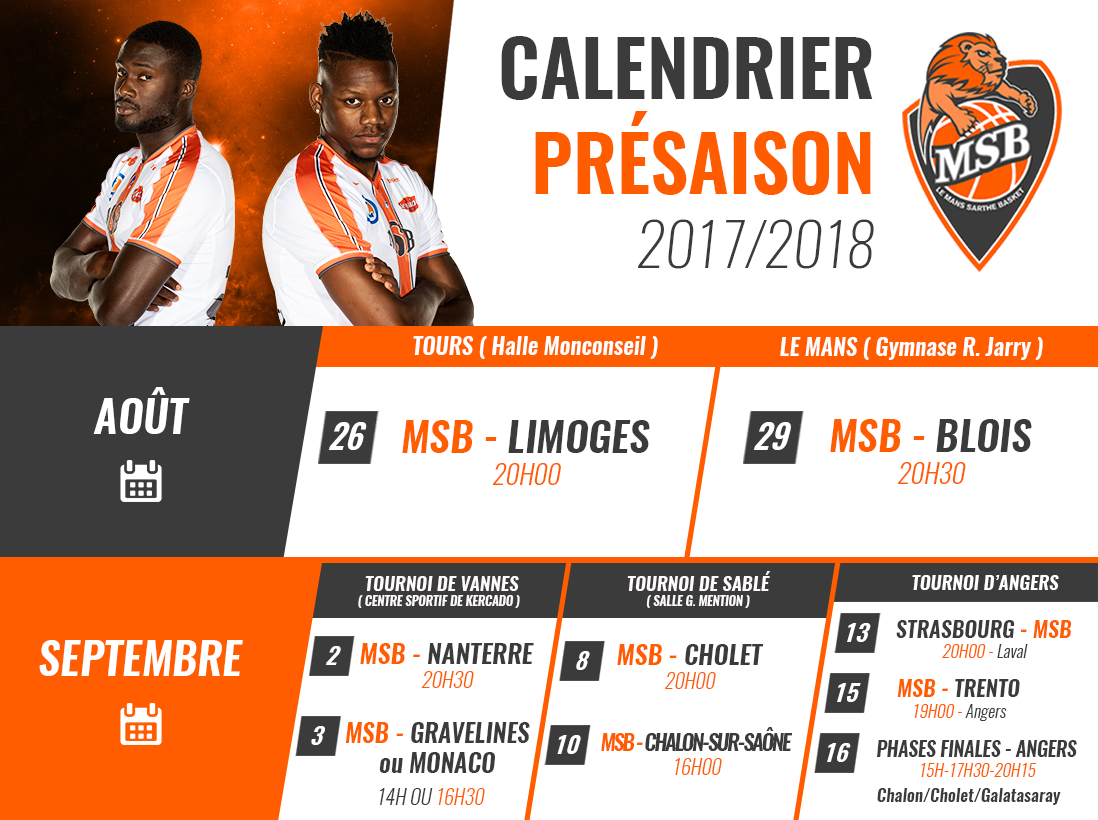 Calendrier présaison MSB 2017 2018