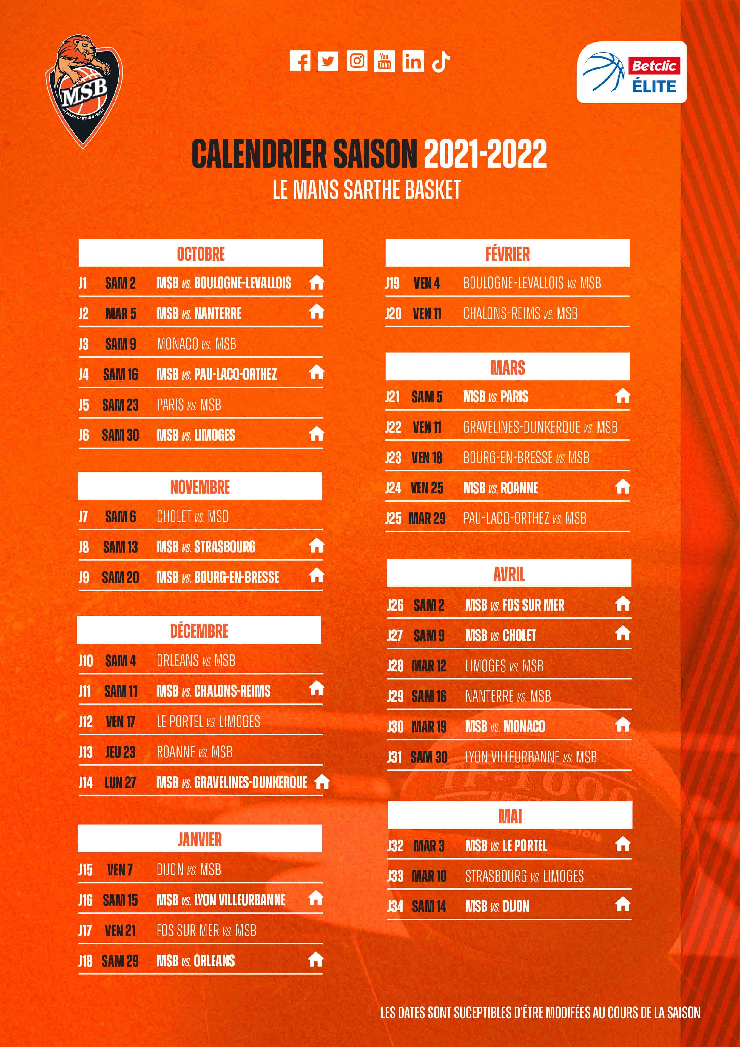 MSB.FR - Calendrier 2021-2022